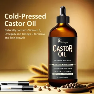 Castor Oil for Hair Growth Cold-Pressed Natural Hair Care Oil for Scalp, Eyelashes & Brows 118ml