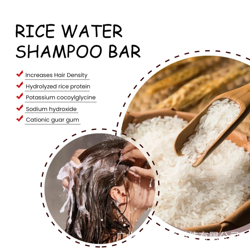 Rice Water Shampoo Bar 2 in 1 Cleansing & Conditioning Solid Shampoo for Hair Growth 60g