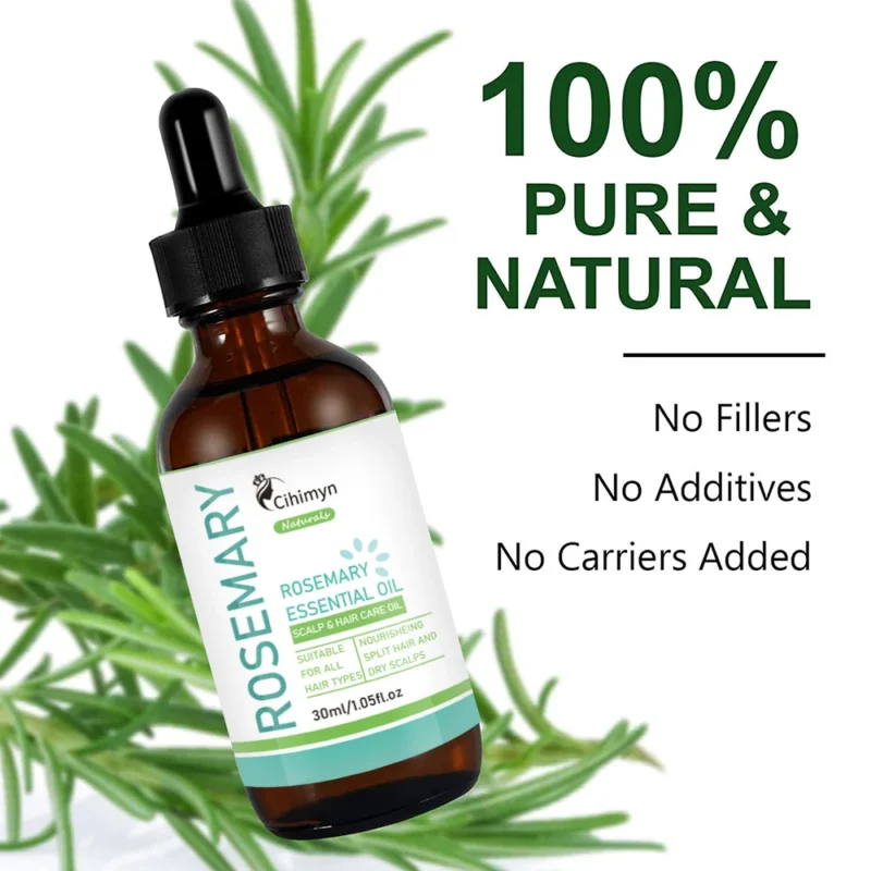 Rosemary Essential Oil 30ml for hair growth, scalp nourishment, and split end repair.
