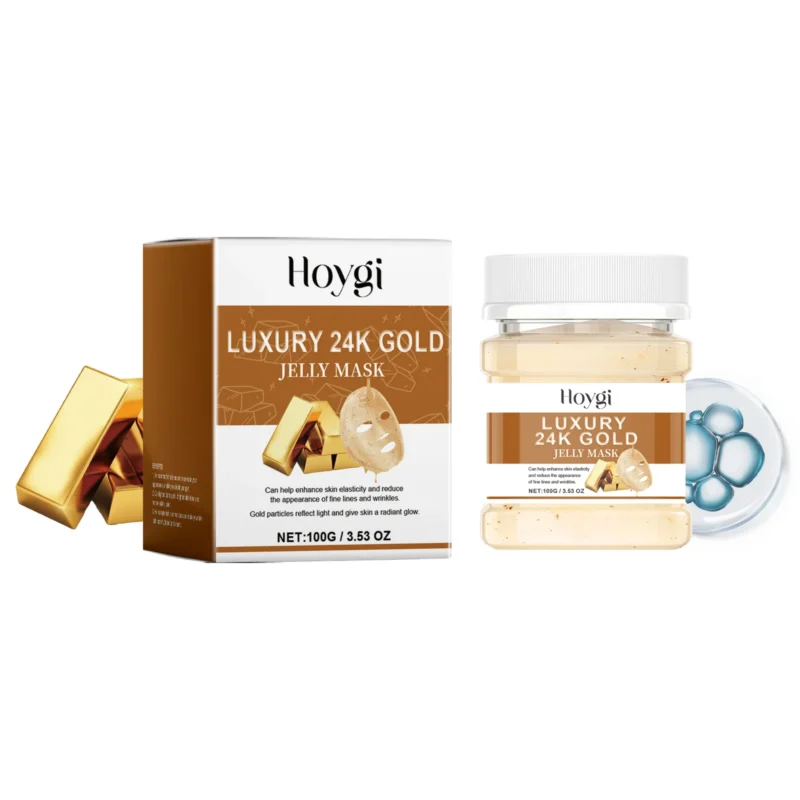 Hoygi 24K Gold Jelly Mask Powder with pectin and niacinamide for deep hydration and a radiant glow