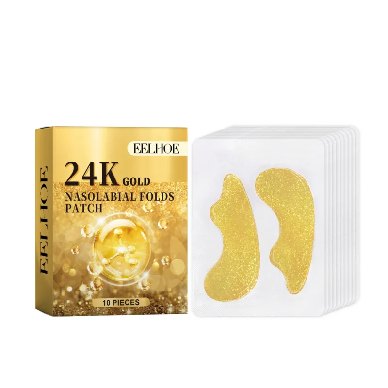 EELHOE 24K Gold Nasolabial Folds Patches for reducing smile lines and firming skin.