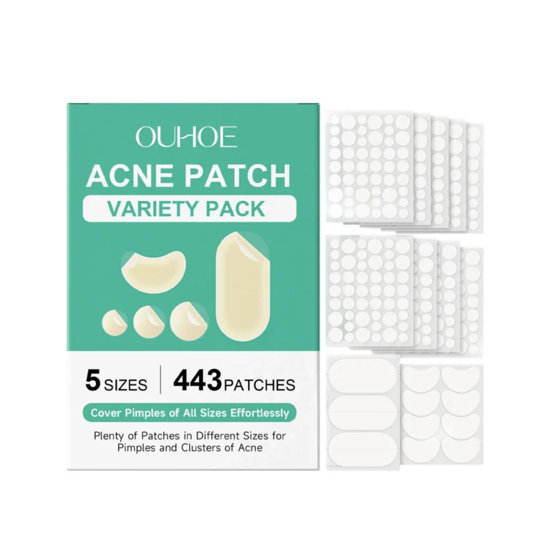 OUHOE 443-Piece Acne Patch Variety Pack with 5 Sizes for Invisible Blemish and Pimple Cover on Face