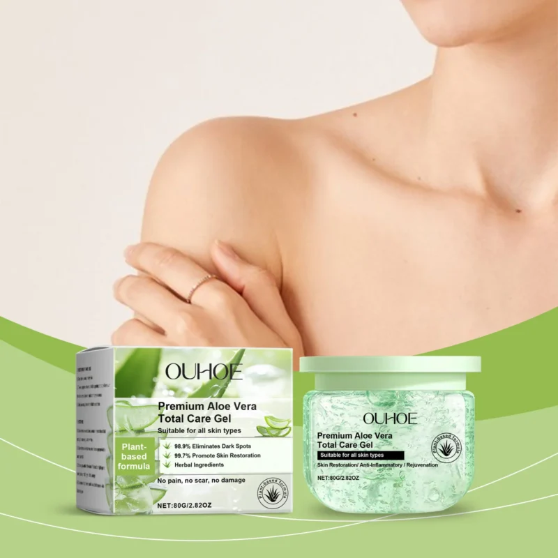 OUHOE Premium Aloe Vera Total Care Gel 80g for Hydration, Brightening, and Skin Repair