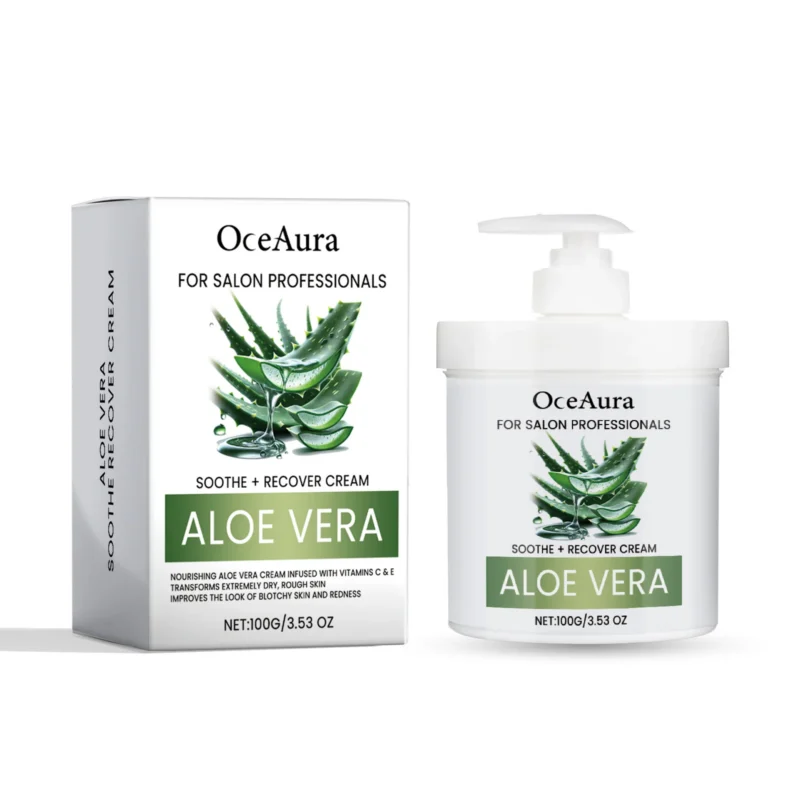 OceAura Aloe Vera Repair Moisturizing Cream 100g with Shea Butter and Vitamins C & E for Dry, Sensitive Skin