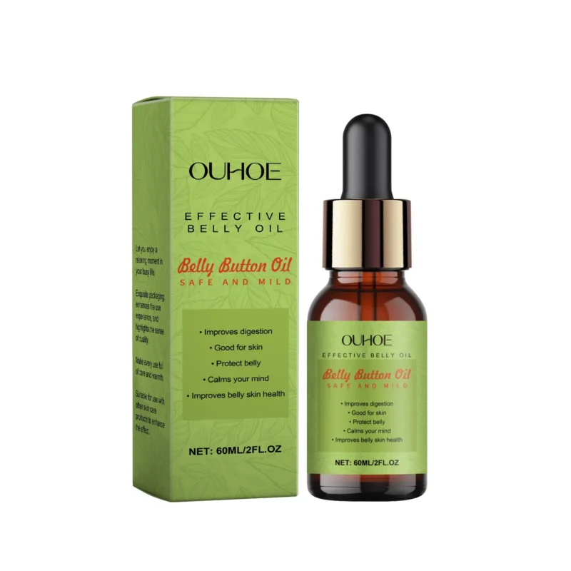 OUHOE Belly Oil for abdominal massage and menstrual discomfort relief in a 60ml bottle