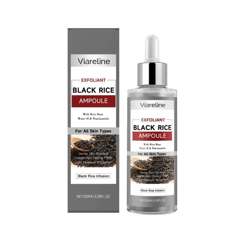 Viareline Black Rice Exfoliant Ampoule Gentle Daily Face Serum with Glycerin