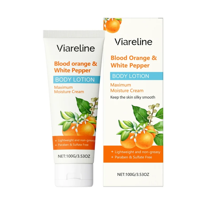 Viareline Blood Orange & White Pepper Body Lotion - Maximum Moisture Cream - Lightweight & Non-Greasy