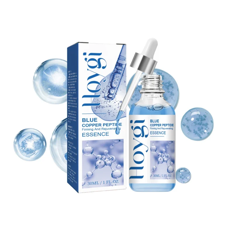 Hoygi Blue Copper Peptide Firming and Rejuvenating Essence in sleek 30ml bottle for reducing wrinkles and hydrating skin