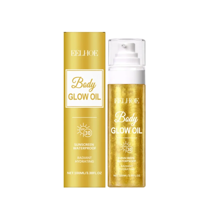 EELHOE Body Glow Protection Oil 100ml with SPF, Hydrating and Pearlescent Body Oil