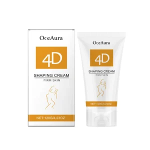 OceAura Body Shaping Firming Cream 120g in sleek white tube for belly, thighs, and overall toning