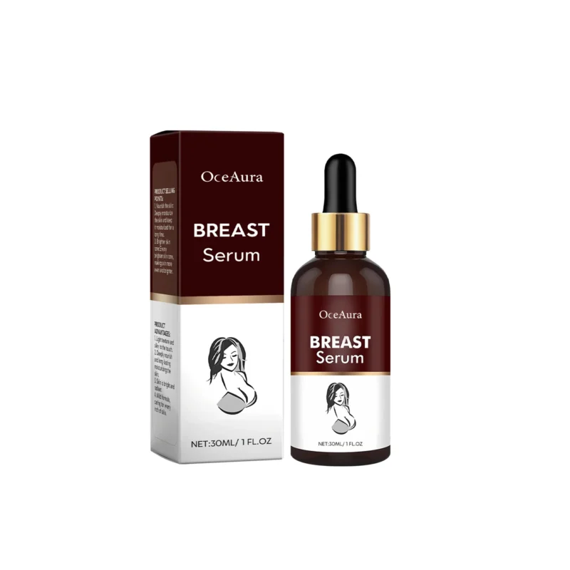 OceAura Breast Serum for chest massage, designed to brighten, firm, and deeply moisturize the skin.