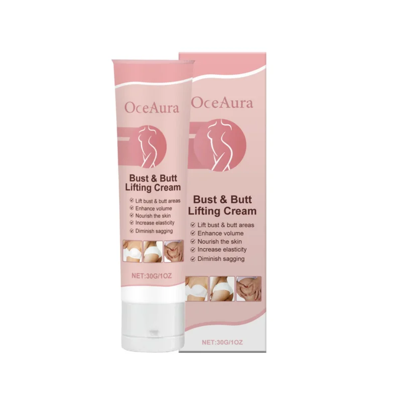 OceAura Bust and Butt Lifting Cream 30g for enhancing curves, firming skin, and providing deep nourishment.
