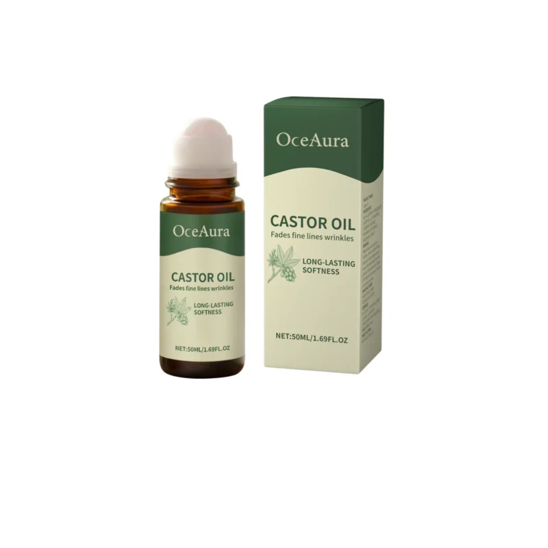 OceAura Castor Oil Roll-On Serum for Deep Hydration, Gentle Soothing & Nourishing