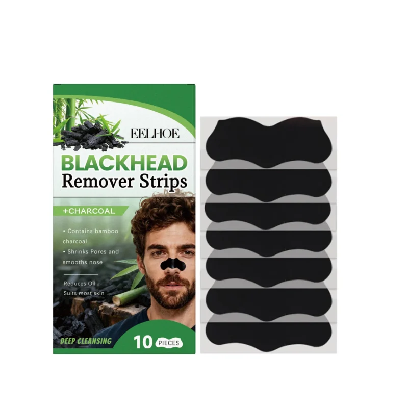 EELHOE Charcoal Nose Strips for deep pore cleansing and gentle blackhead removal, suitable for most skin types.