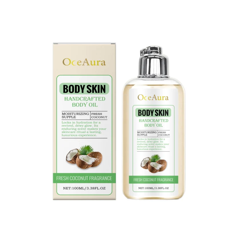 OceAura Coconut Body Oil for Deep Moisturization & Nourishment, Vitamin E Enriched, 100ml