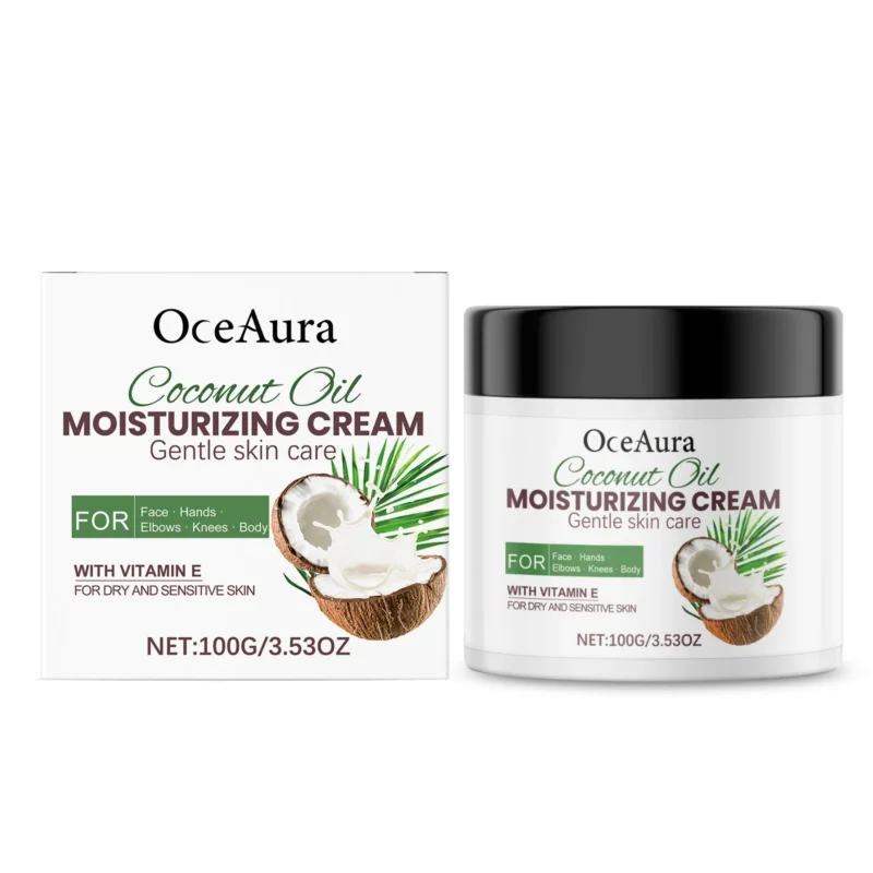 OceAura Coconut Moisturizing Cream for Dry Sensitive Skin Body Lotion with Vitamin E