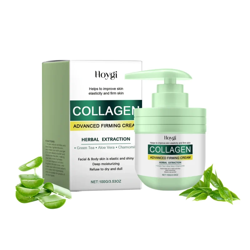 Hoygi Collagen Body Cream 100g with Green Tea & Aloe Vera for Deep Moisturizing & Wrinkle Reduction