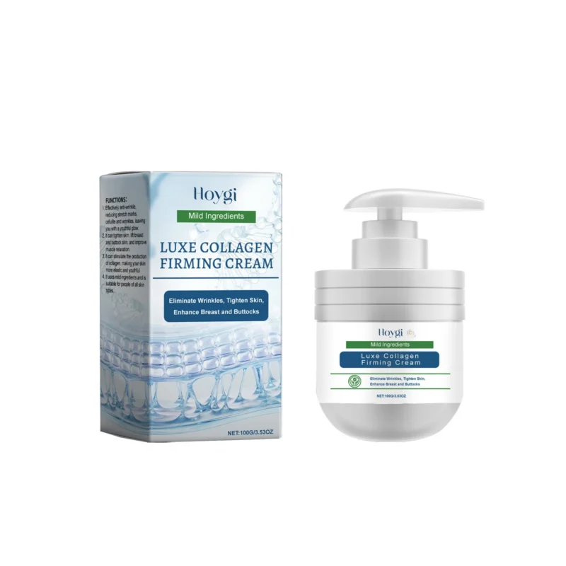 Hoygi Luxe Collagen Firming Body Cream for tightening skin, lifting breast and buttocks, and reducing wrinkles in a 100g jar.