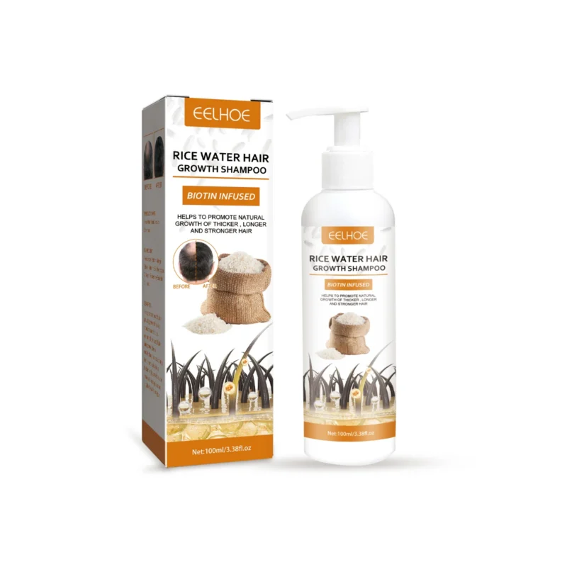 EELHOE Rice Water Hair Growth Shampoo with Biotin and Ginger Extract for Thicker, Longer, and Fuller Hair