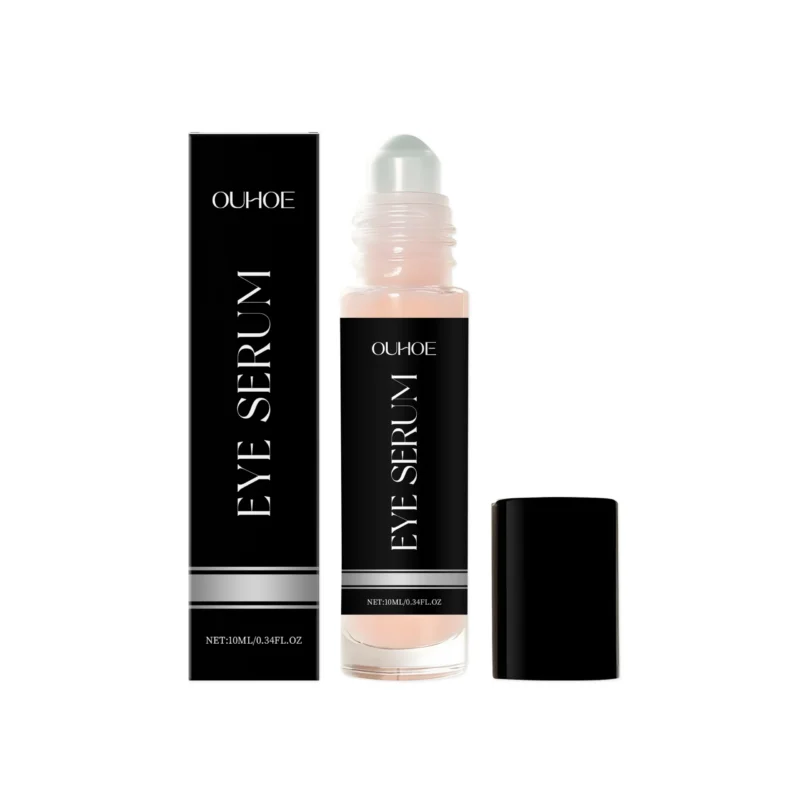 OUHOE Eye Serum Rollerball with Rose Extract for deep moisturizing and reducing eye wrinkles and fatigue