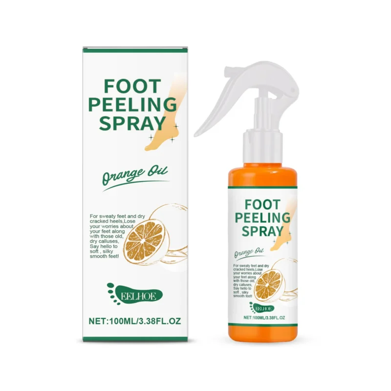 EELHOE Foot Peeling Spray with Orange Oil, Allantoin, and Salicylic Acid for removing calluses and deeply moisturizing dry, cracked heels.