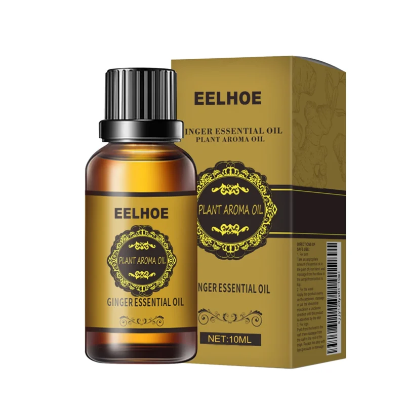 EELHOE Ginger Essential Oil 10ml Bottle for Body Sculpting and Skin Tightening