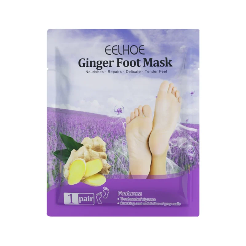 EELHOE Ginger Foot Mask Pairs for exfoliating dry skin, removing calluses, and deeply nourishing cracked heels.