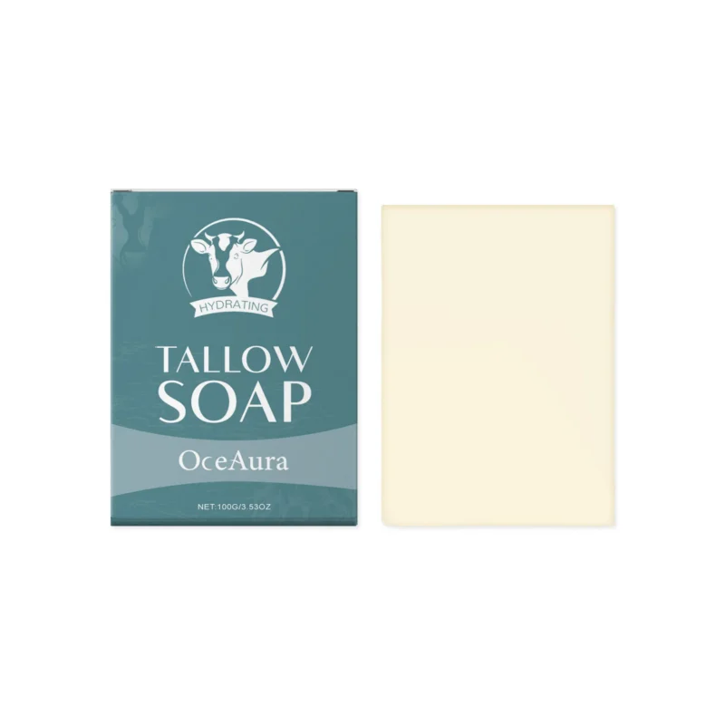 OceAura Grass-Fed Tallow Soap 100g bar for gentle cleansing and moisturizing all skin types