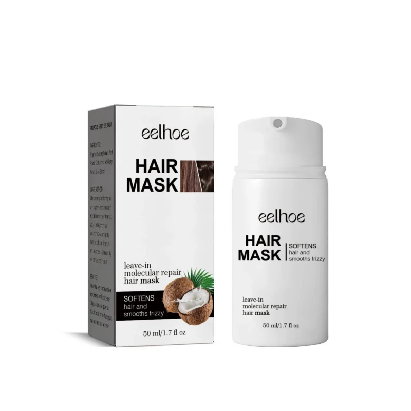 EELHOE Hair Mask 50ml for deep repair of frizzy, dry, and damaged hair, leaving it smooth and shiny
