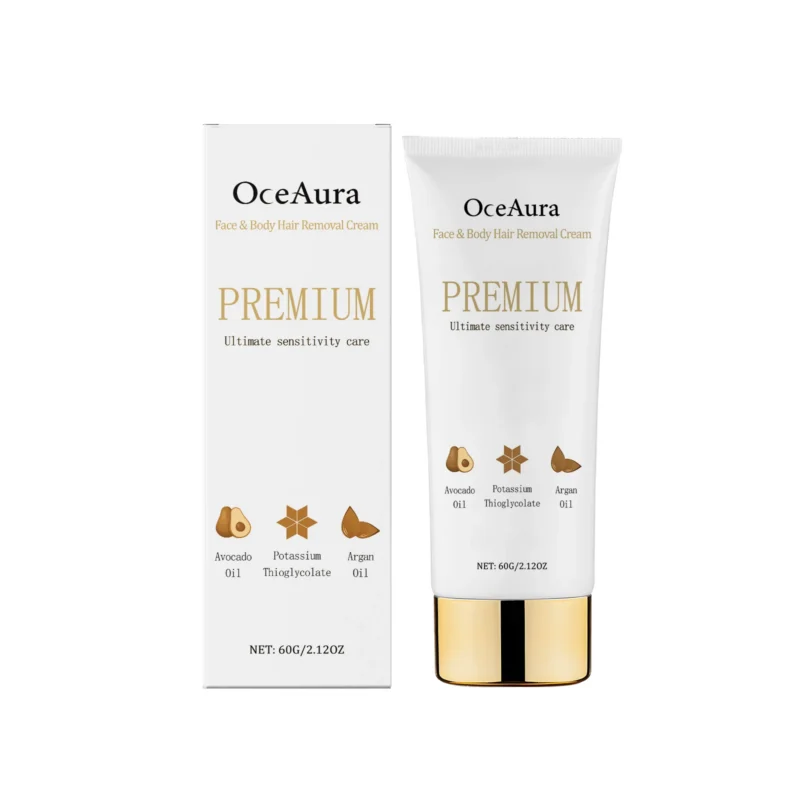 OceAura Face & Body Hair Removal Cream - Gentle, Soothing for Sensitive Skin, 60g