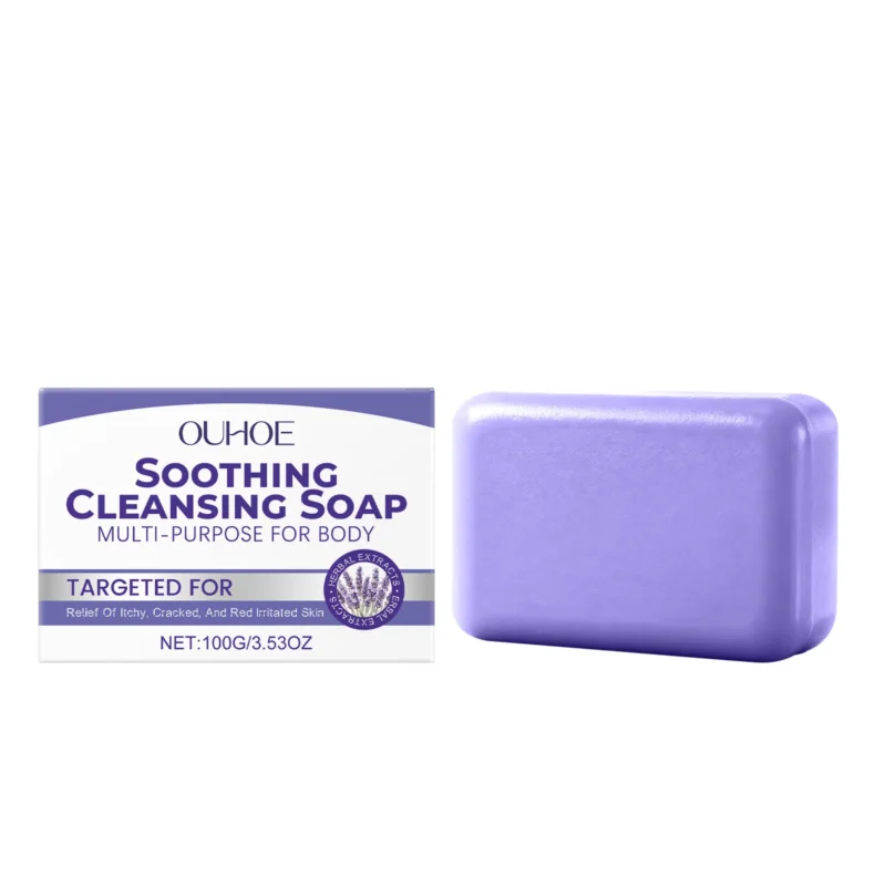 OUHOE Herbal Cleansing Soap 100g with Tea Tree & Lavender for Sensitive, Itchy Skin Relief