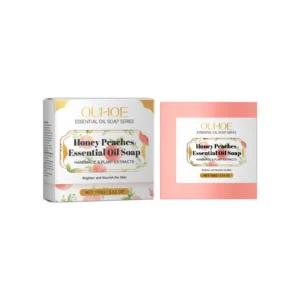 OUHOE Honey Peach Essential Oil Soap bar for gentle cleansing and moisturizing of face and body.