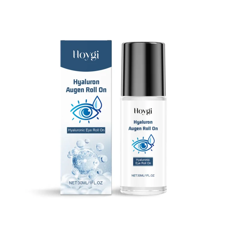 Hoygi Hyaluronic Acid Eye Roller with cooling ball applicator for hydrating and reducing puffiness
