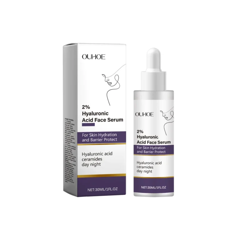 OUHOE Hyaluronic Acid Face Serum 30ml for deep hydration, reducing fine lines, and brightening skin tone
