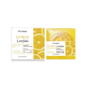 OceAura Lemon Loofah Soap Bar for Deep Cleansing and Oil Control, 100g
