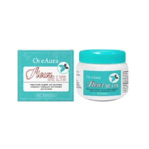 OceAura Lily Moisturizing Skin Cream 250g in a white jar for deep hydration and smoothing rough skin texture