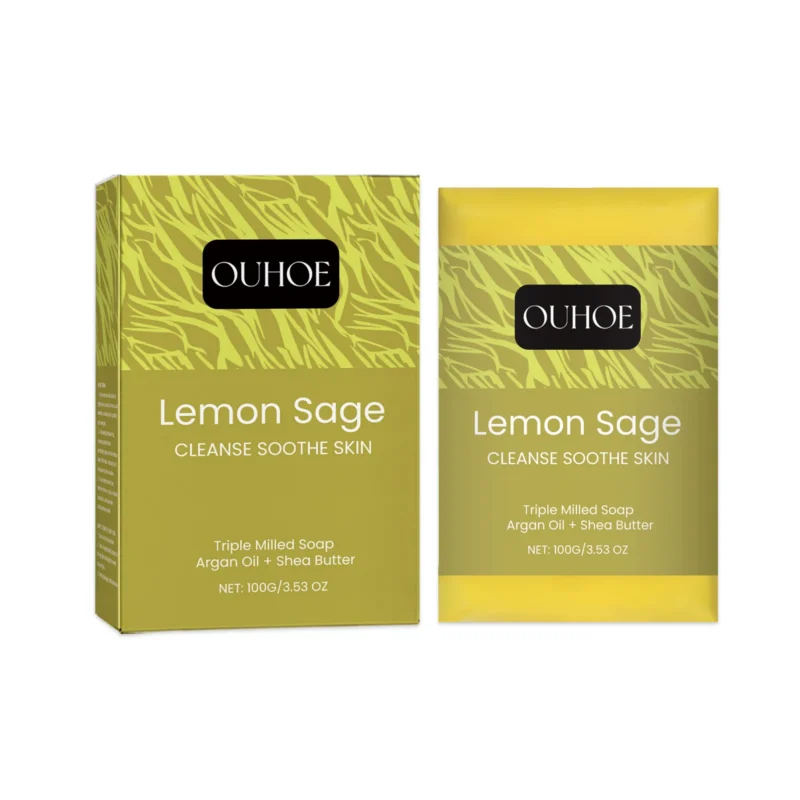 OUHOE Mineral Lemon Triple Milled Bath Soap with Argan Oil and Shea Butter for deep cleansing and skin brightening