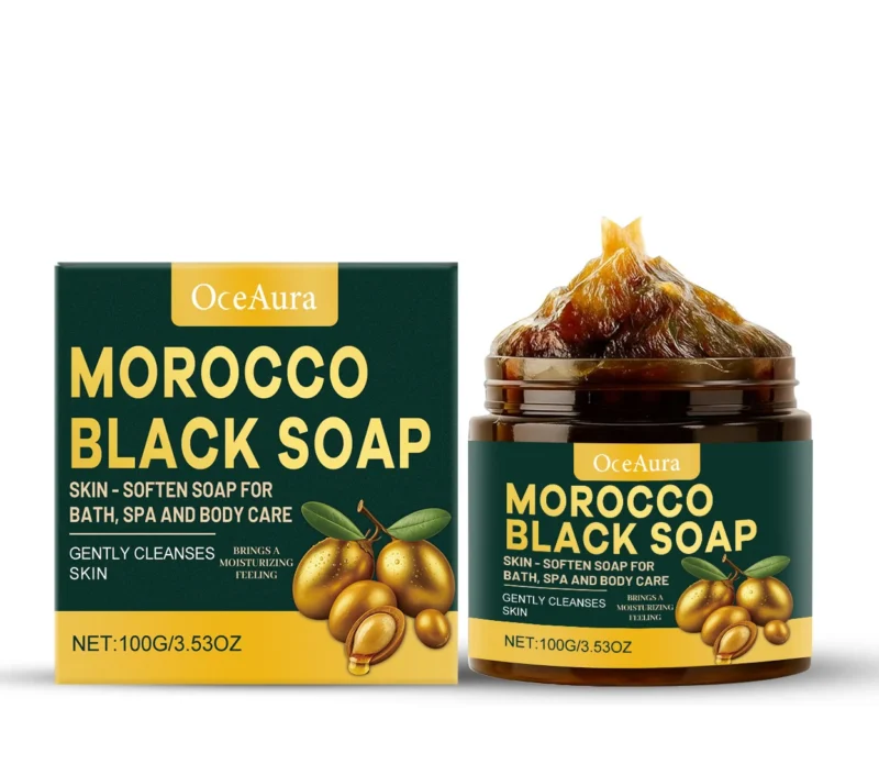 OceAura Morocco Black Soap for Bath, Spa & Body Care, Gently Cleanses & Moisturizes