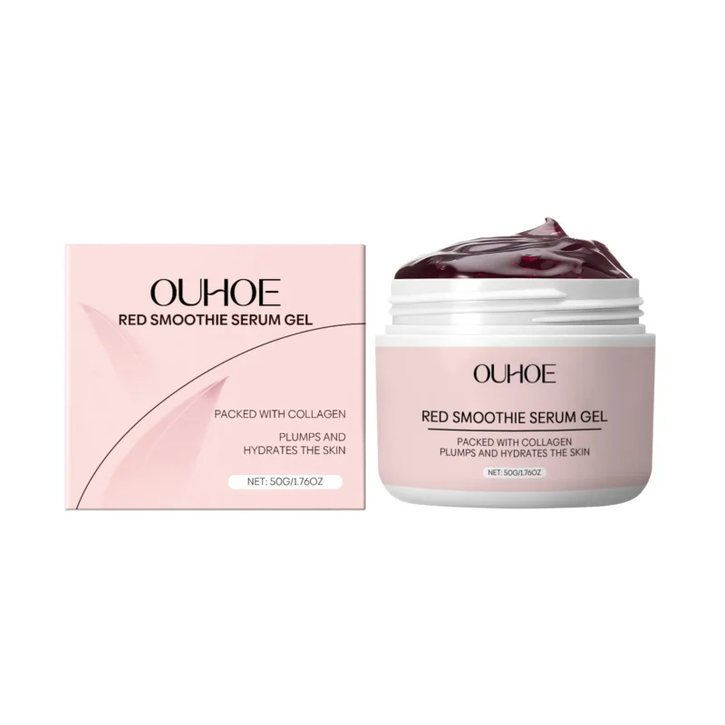 OUHOE Red Smoothie Night Serum Gel with Collagen, Plumps and Hydrates Skin, 50g
