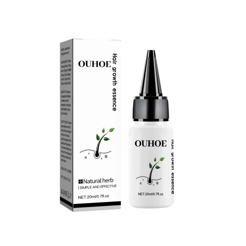 OUHOE Herbal Hair Growth Serum 20ml bottle with dropper for scalp treatment and reducing hair loss