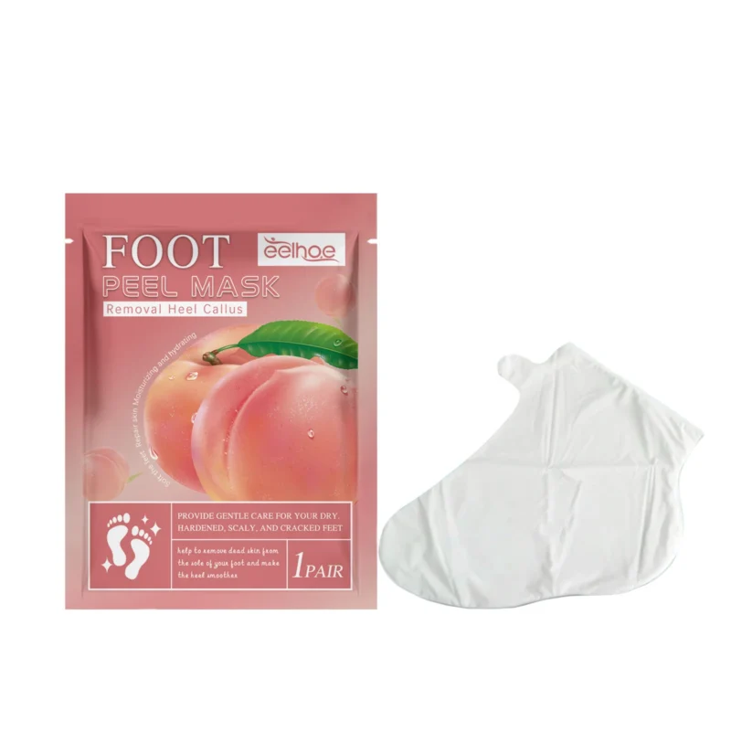 EELHOE Peach Foot Peel Mask for moisturizing, exfoliating, and smoothing dry, cracked heels and feet