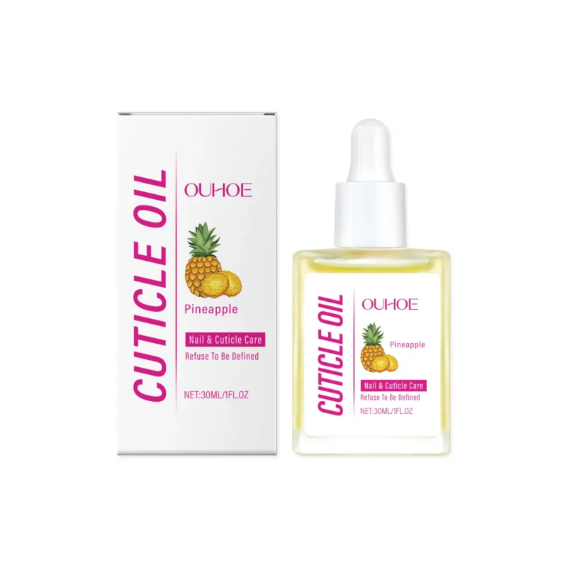 OUHOE Pineapple Nail and Cuticle Care Oil in a 30ml bottle for nourishing and repairing dry, damaged nails