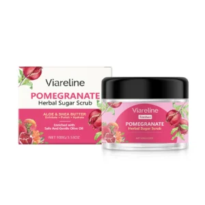 Viareline Pomegranate Herbal Sugar Body Scrub - Exfoliating, Hydrating & Nourishing