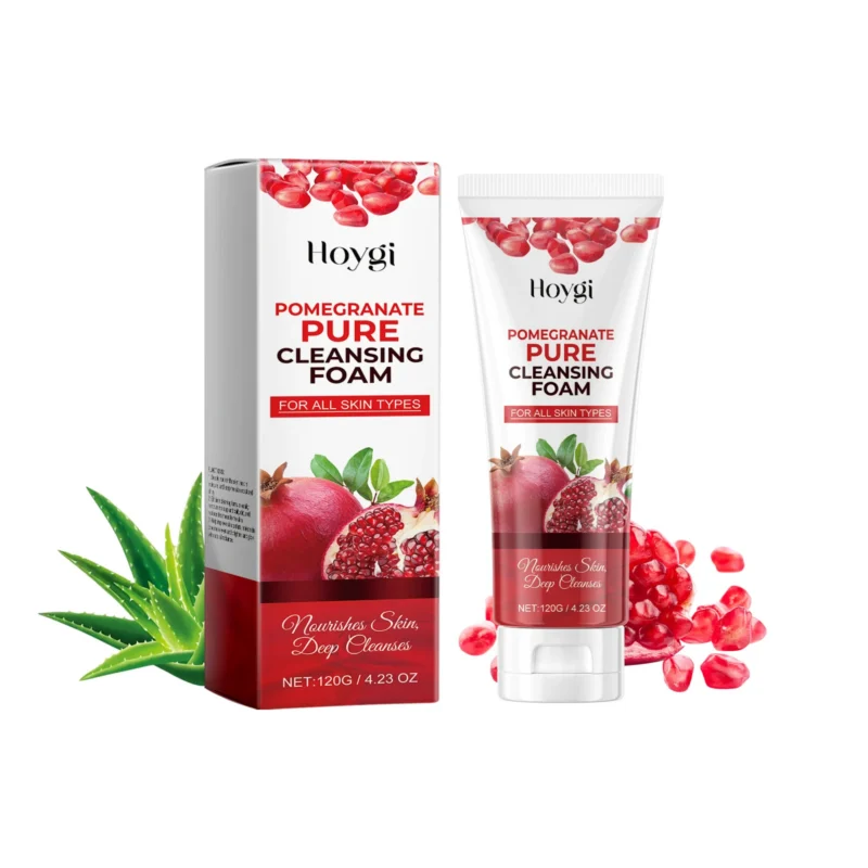 Hoygi Pomegranate Pure Cleansing Foam in a tube, suitable for all skin types including sensitive skin.