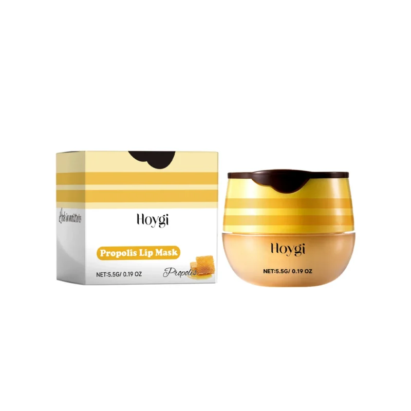 Hoygi Propolis Lip Mask with Vitamin E for Dry, Chapped Lips - 5.5g Jar for Deep Hydration and Gentle Exfoliation