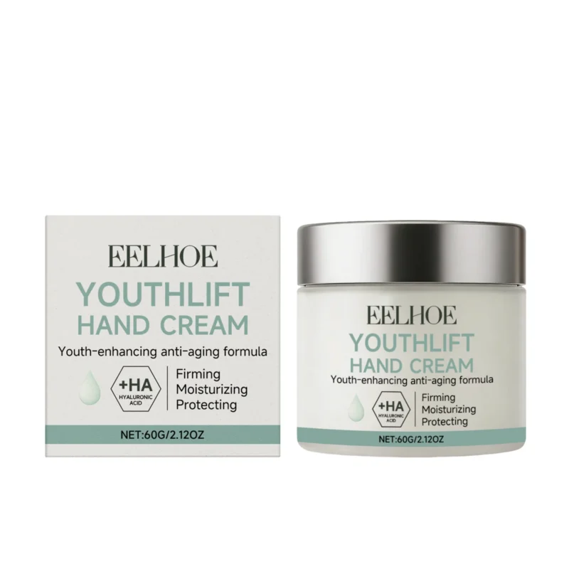 EELHOE Retinol and Hyaluronic Acid Hand Cream in a sleek white jar, ideal for daily anti-aging and moisturizing hand care.
