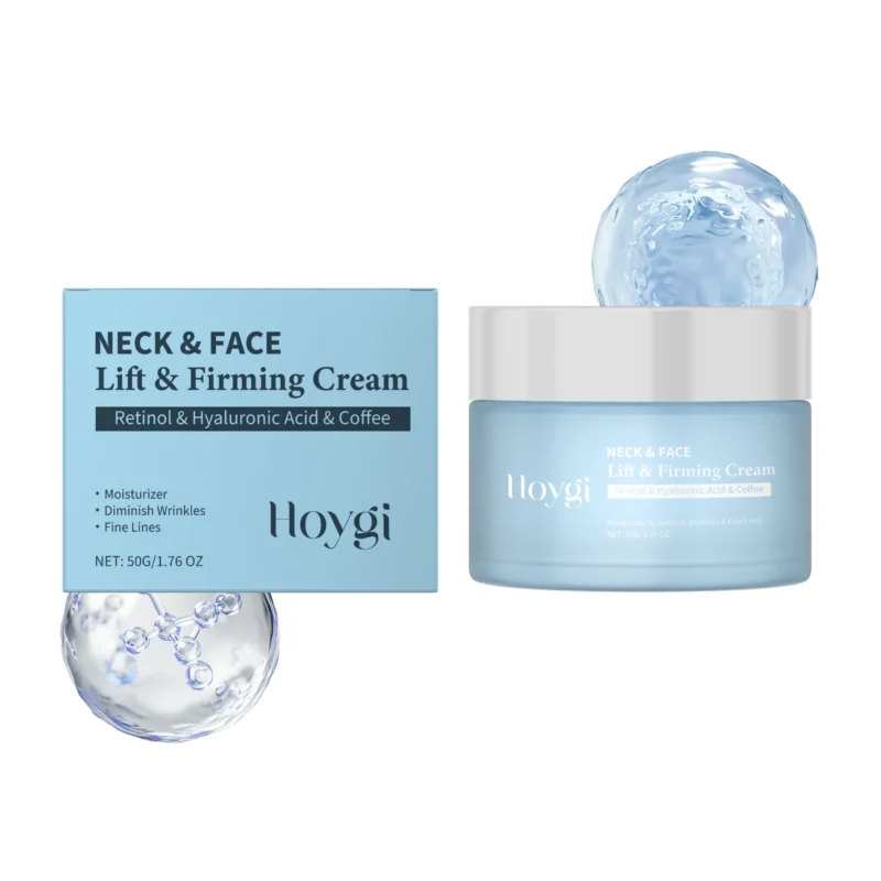 Hoygi Retinol Neck Cream with Hyaluronic Acid & Coffee, Lift & Firming Moisturizer for Face & Neck