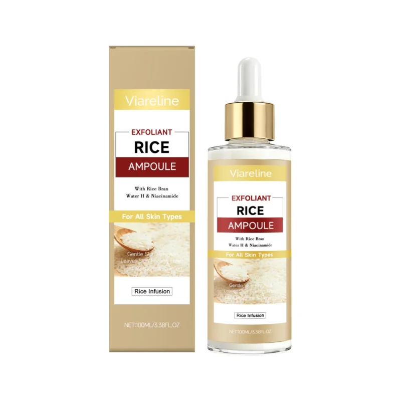Viareline Rice Exfoliant Ampoule Gentle Cleansing Hydrating Facial Serum for All Skin Types
