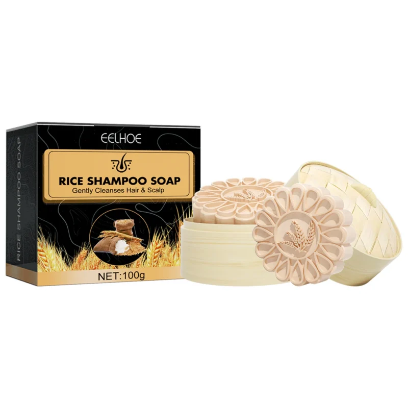 EELHOE Rice Shampoo Bar 100g for reducing hair fall and nourishing the scalp.