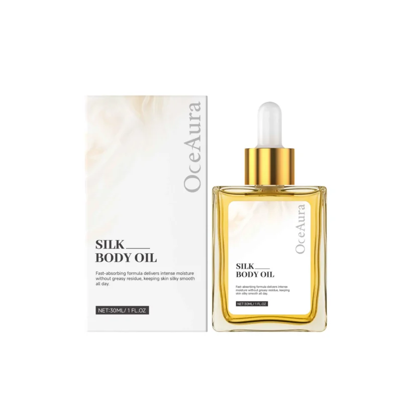 OceAura Silk Body Oil 30ml for deep moisturization and nourishment with a non-greasy, fast-absorbing formula.
